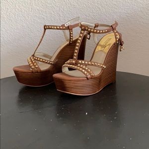 Gold studded platform heels